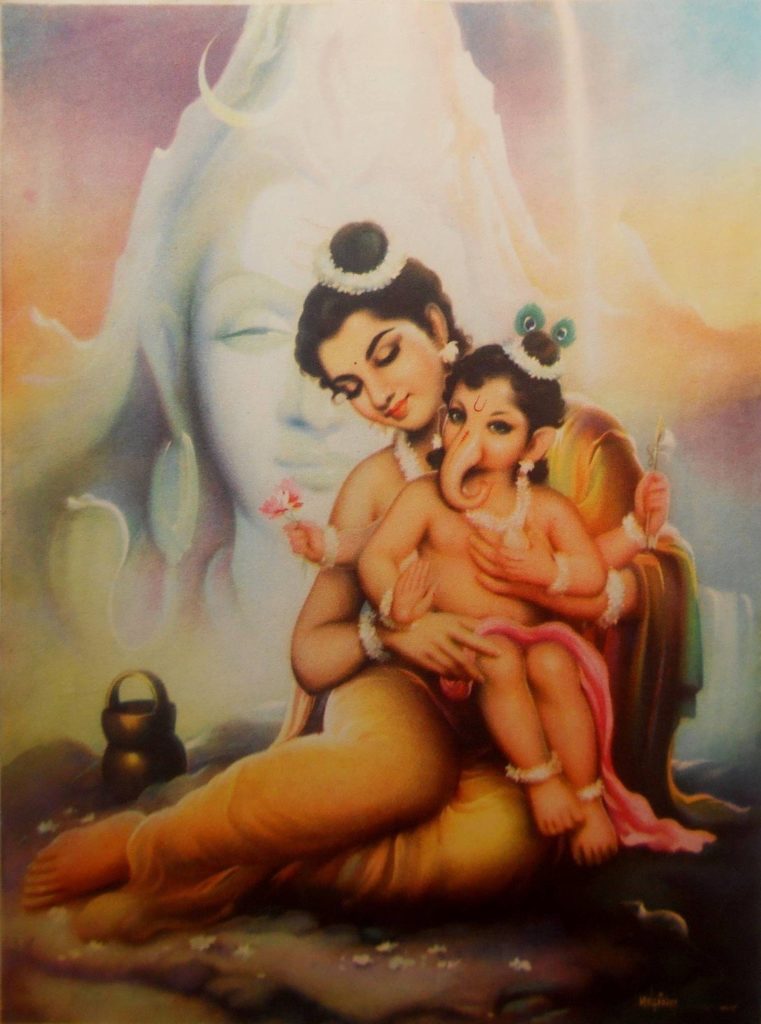 frame-image-of-goddess-parvati-and-little-lord-ganesha